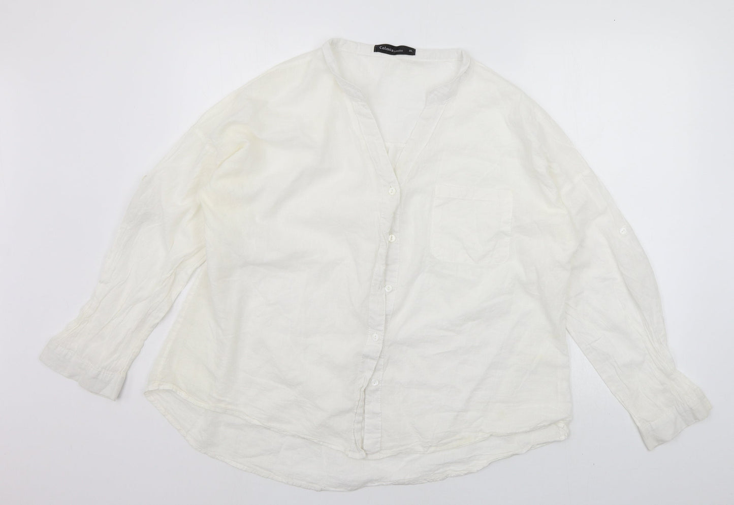 Womens UK Size 3XL Celmia White Basic Button-Up