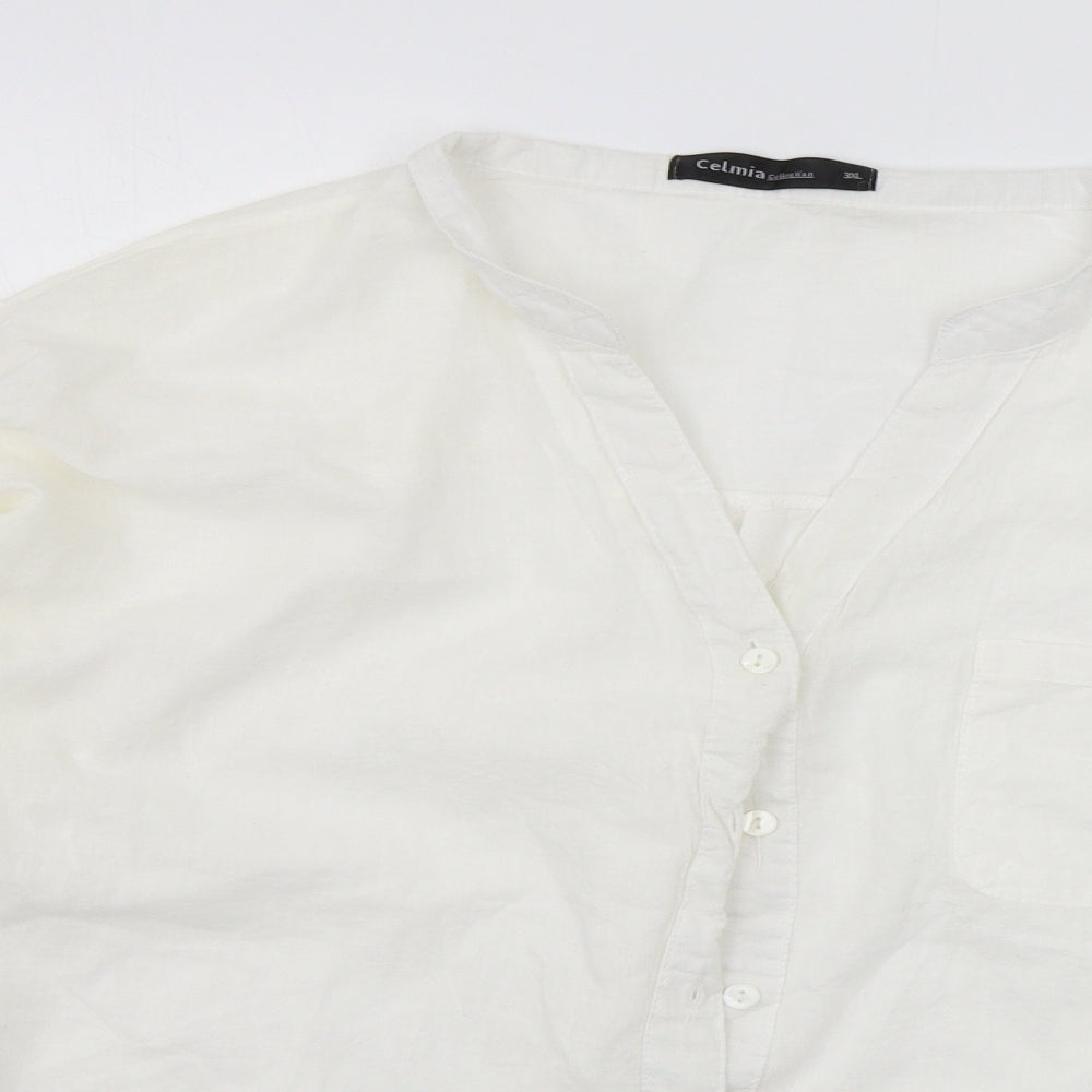 Womens UK Size 3XL Celmia White Basic Button-Up