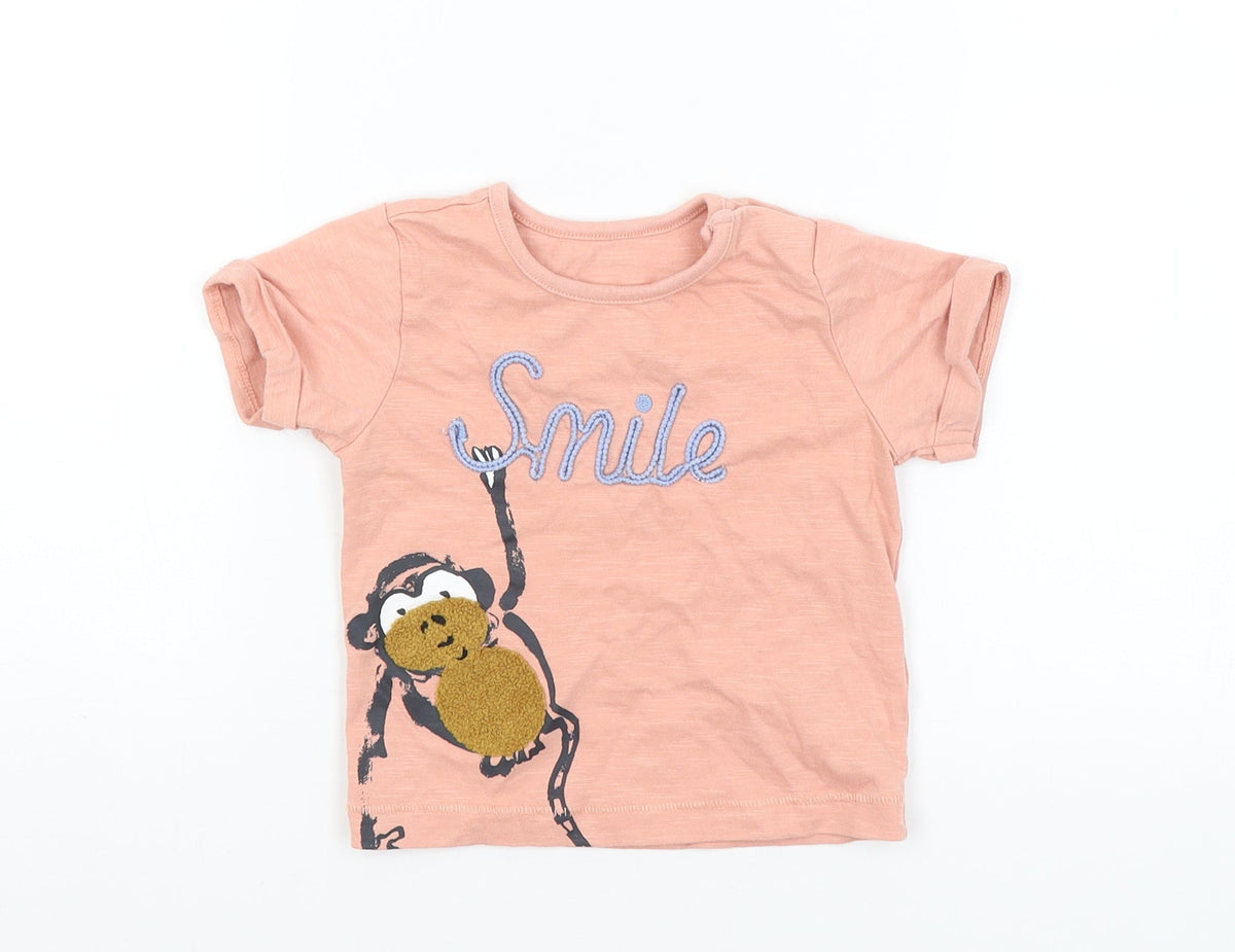 Marks & Spencer Baby Pink   Basic T-Shirt Size 3-6 Months  - Smile