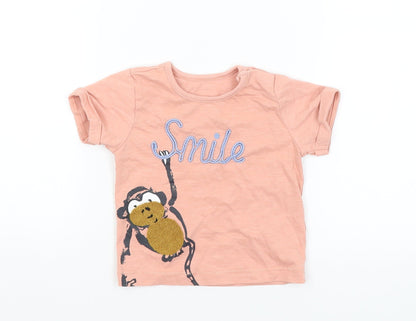 Marks & Spencer Baby Pink   Basic T-Shirt Size 3-6 Months  - Smile