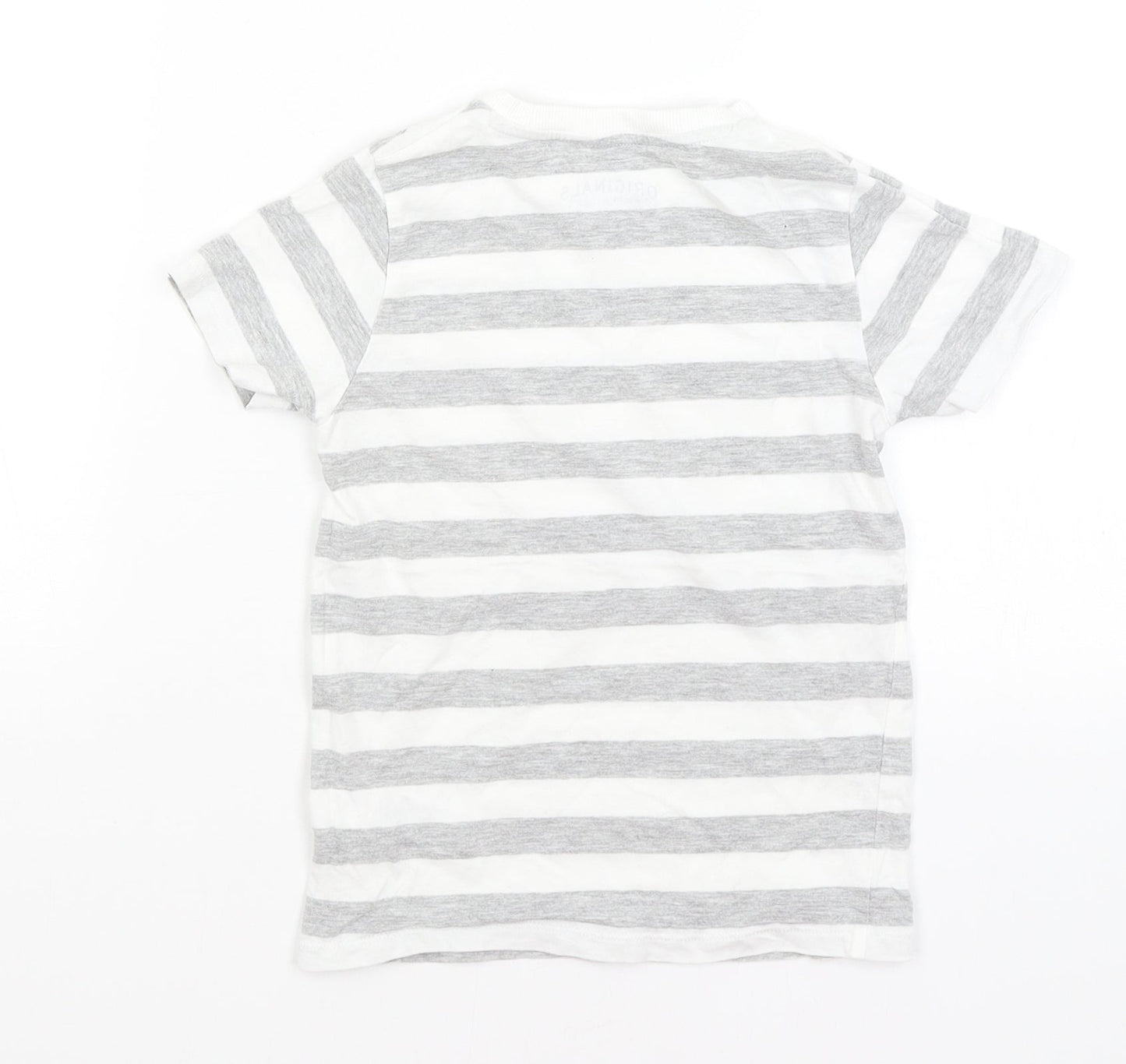 M&S Boys White Striped  Basic T-Shirt Size 4-5 Years