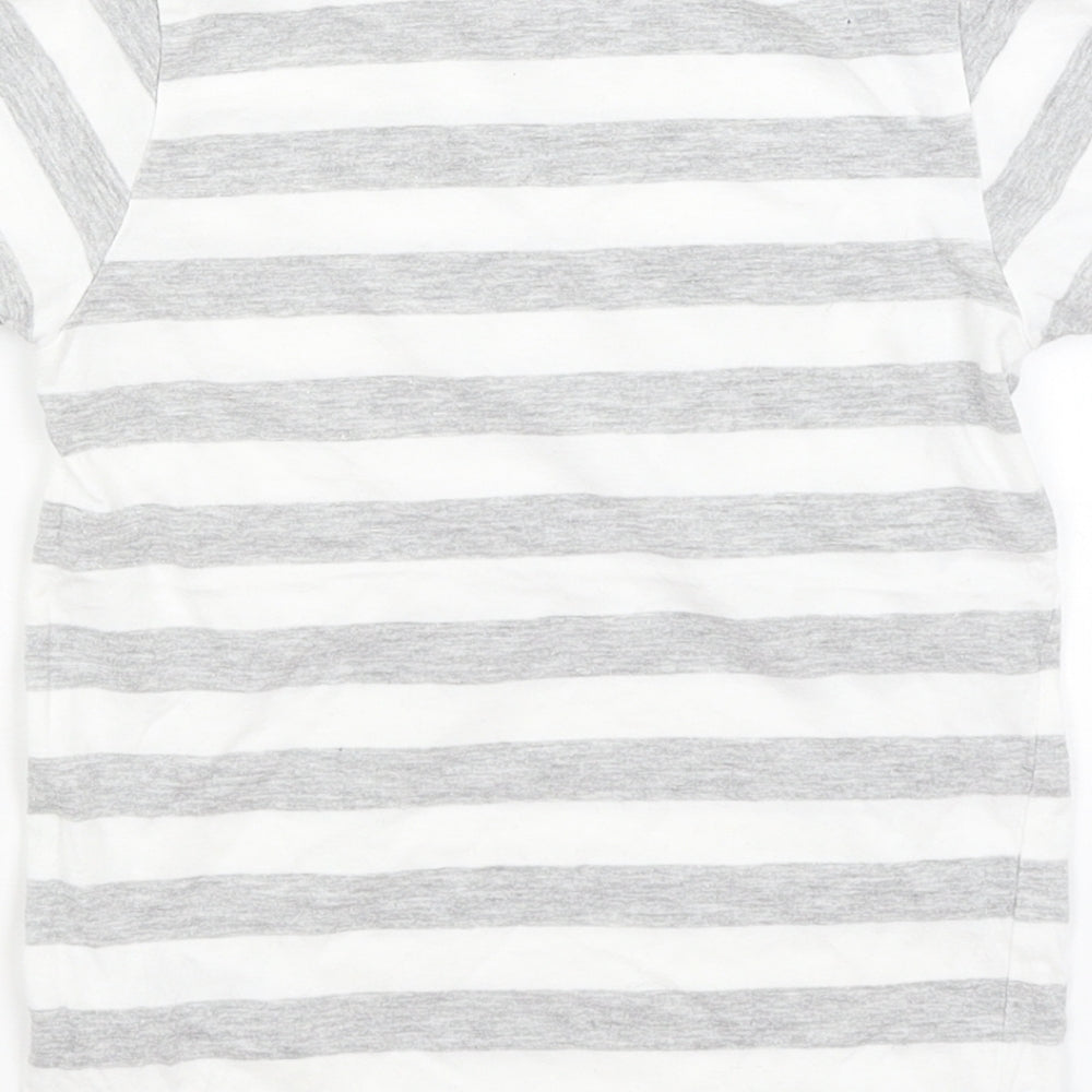 M&S Boys White Striped  Basic T-Shirt Size 4-5 Years