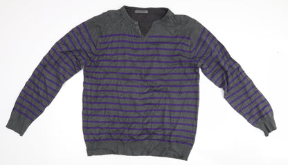 Cedar Wood State Mens Grey Striped  Pullover Jumper Size L