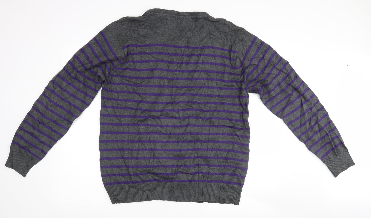 Cedar Wood State Mens Grey Striped  Pullover Jumper Size L