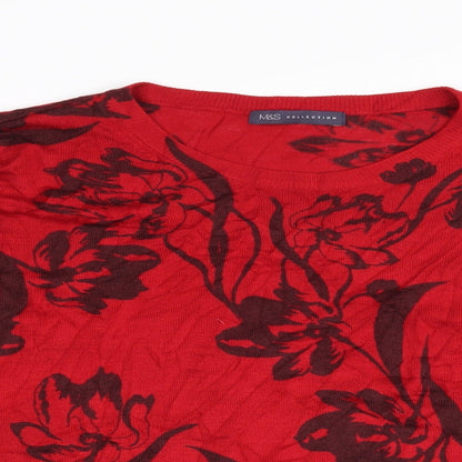Womens UK Size L Marks and Spencer Red Pullover Jumper