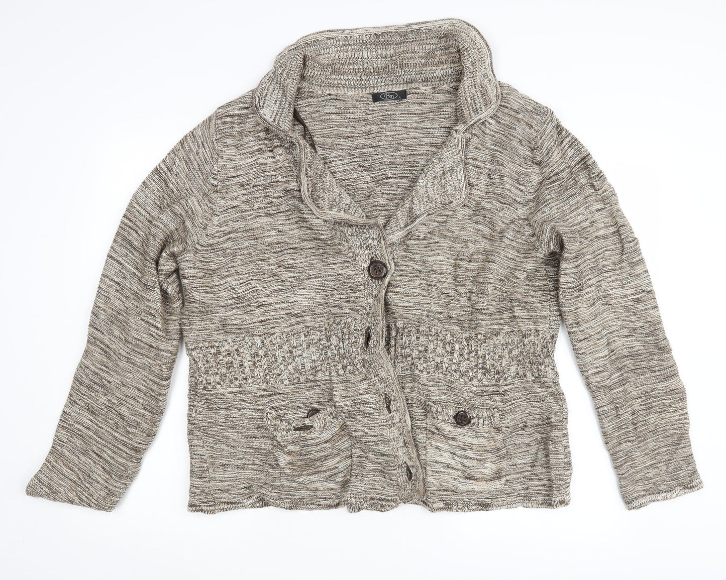 Womens UK Size L BM Beige Cardigan Jumper