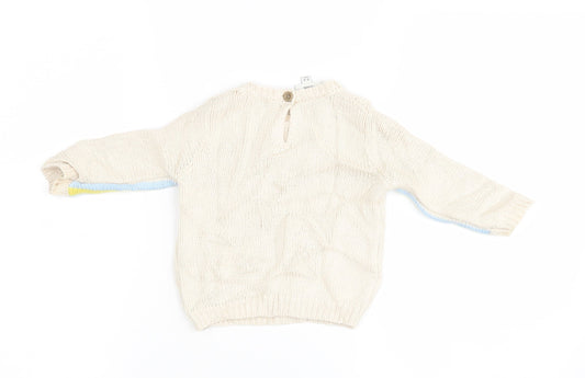 River Island Boys Ivory Striped  Henley Jumper Size 3-6 Months