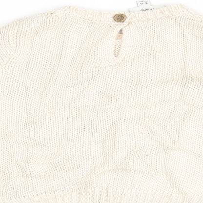 River Island Boys Ivory Striped  Henley Jumper Size 3-6 Months
