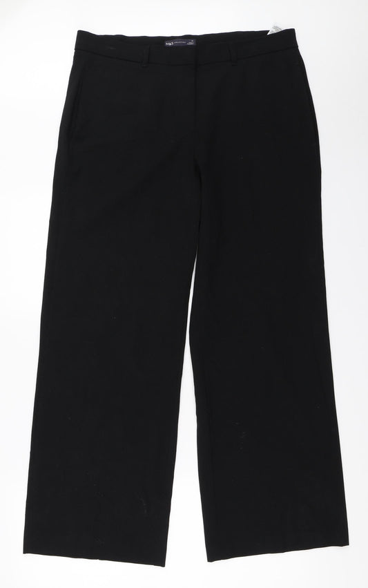 Womens UK Size 14 Marks and Spencer Regular Fit  Black Trousers