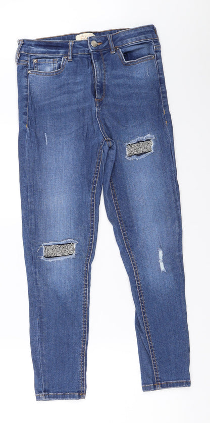 F&F Womens Blue  Denim Skinny Jeans Size 10 L25 in