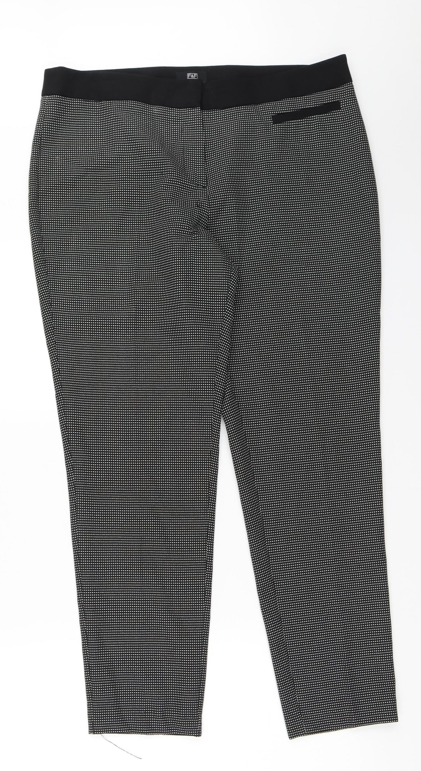 Womens UK Size 12 F&F Regular Fit Capri Black Trousers