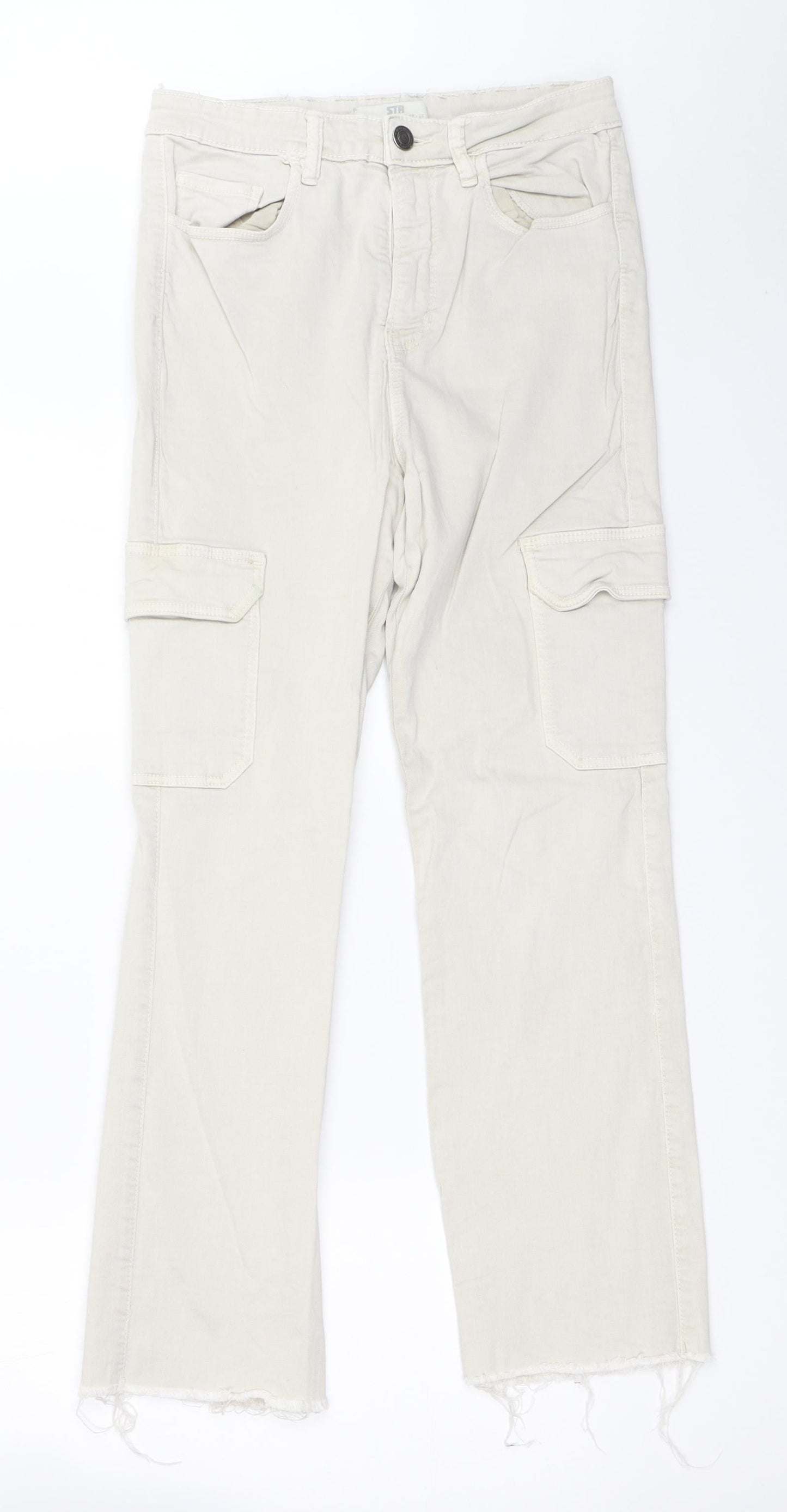 Womens UK Size 10 STR Regular Fit Straight Beige Jeans