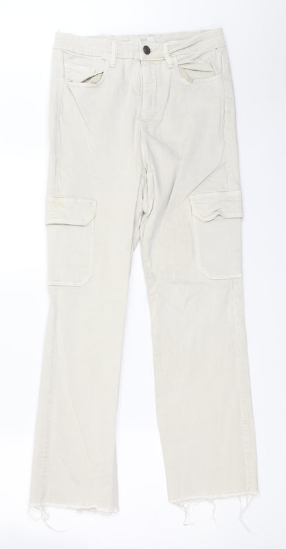 Womens UK Size 10 STR Regular Fit Straight Beige Jeans