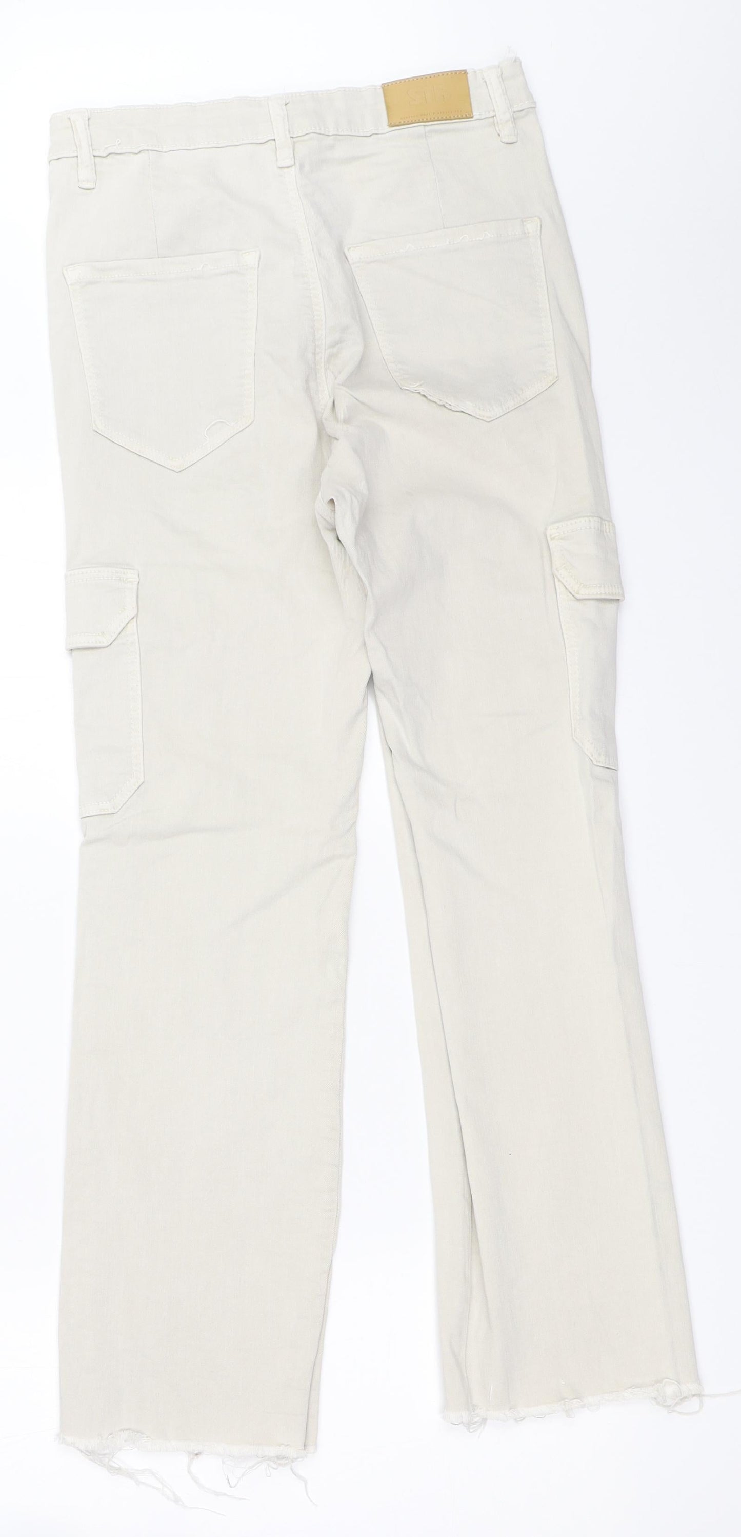 Womens UK Size 10 STR Regular Fit Straight Beige Jeans