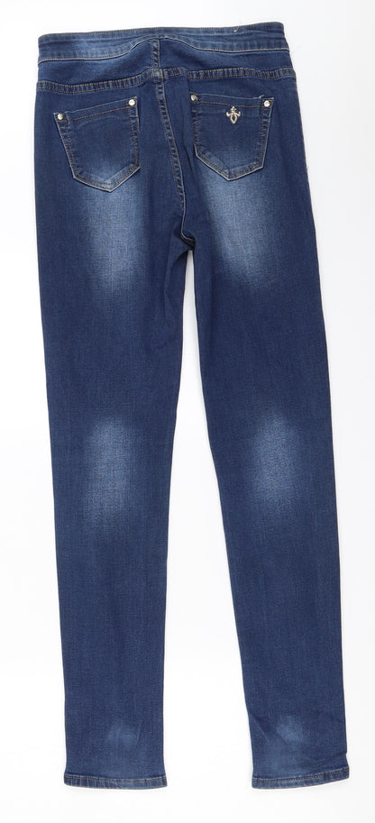 Womens UK Size 8 By Sasha Regular Fit Skinny Blue Jeans