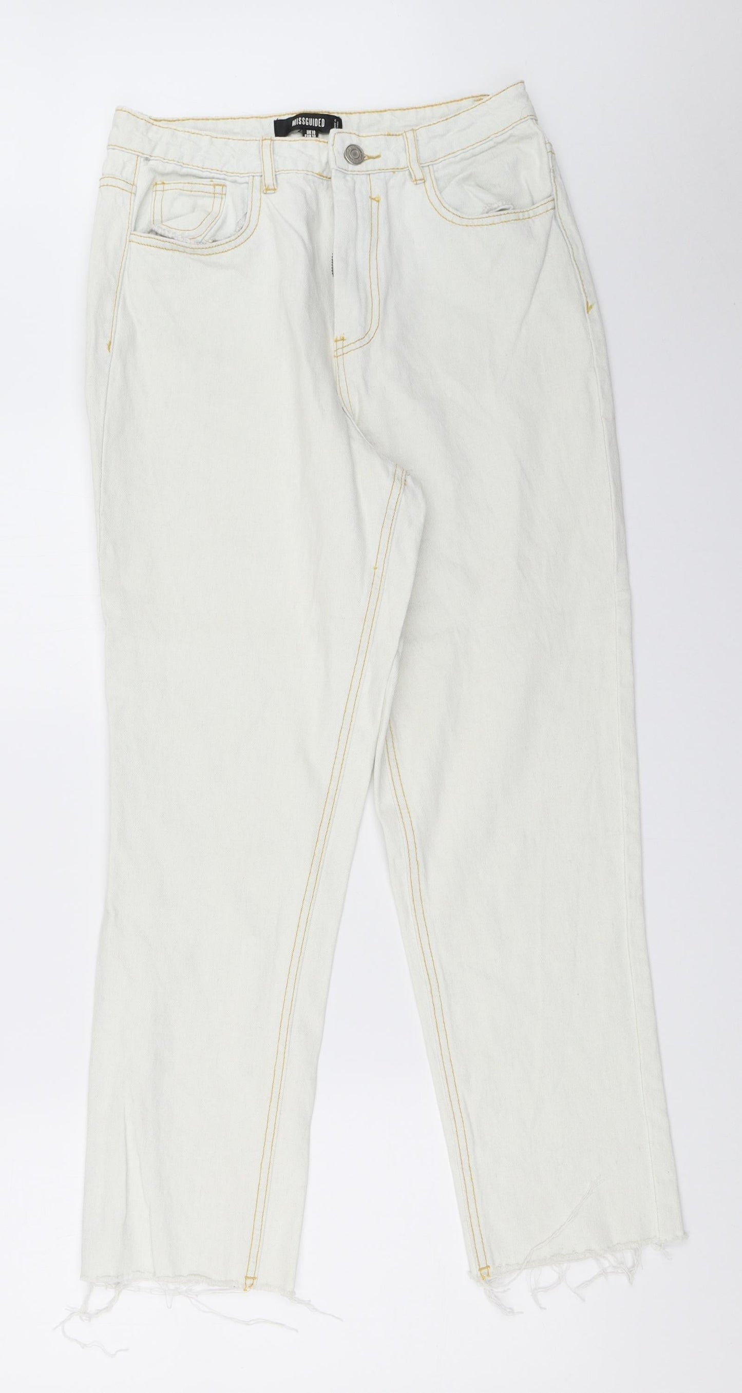 Missguided Womens Ivory  Denim Mom Jeans Size 10 L27 in