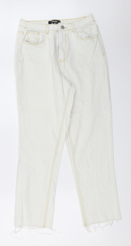 Missguided Womens Ivory  Denim Mom Jeans Size 10 L27 in