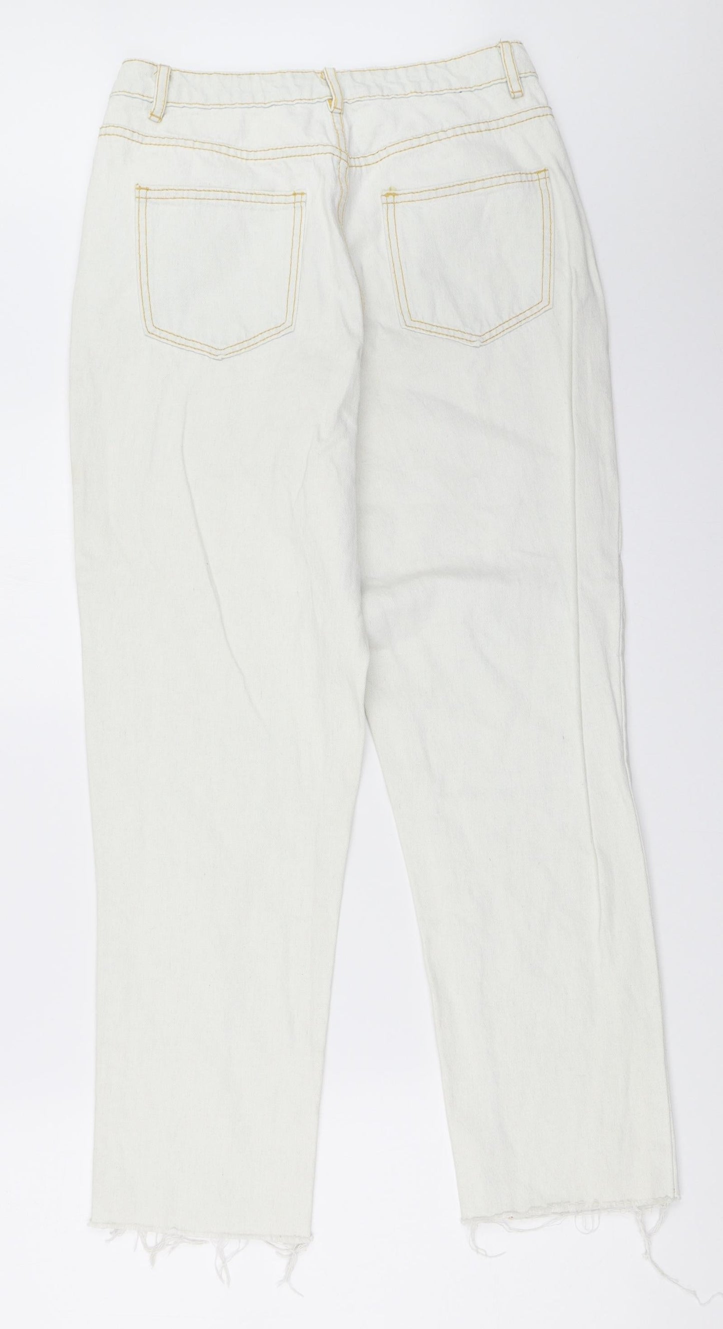 Missguided Womens Ivory  Denim Mom Jeans Size 10 L27 in