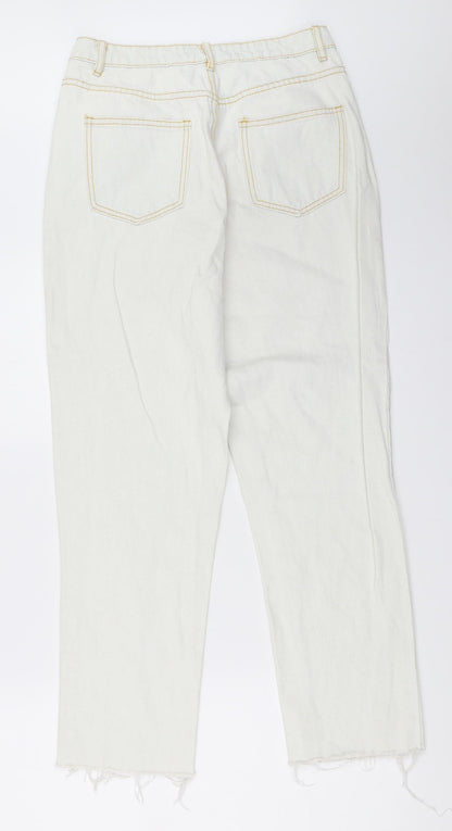 Missguided Womens Ivory  Denim Mom Jeans Size 10 L27 in