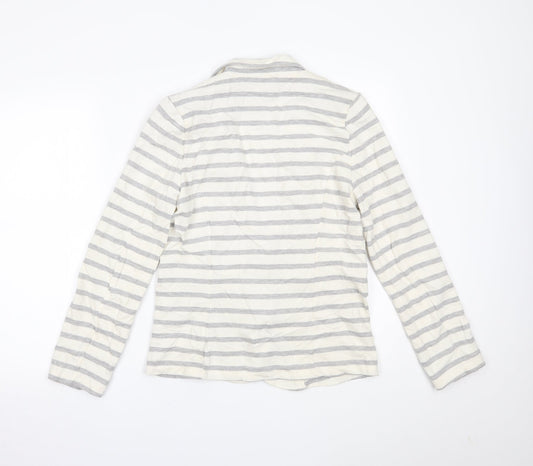 Primark Womens White Striped  Cardigan Jumper Size 12
