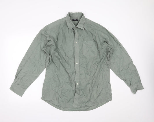 Mens UK Collar Size 16.5 Marks and Spencer Smart Green  Dress Shirt