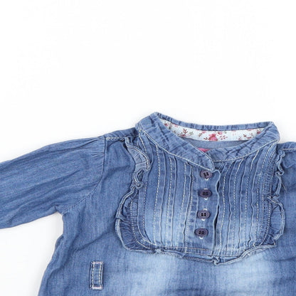 Minoti Baby Blue   Shirt Dress  Size 9-12 Months
