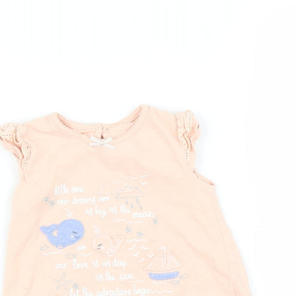 George Baby Pink   Basic T-Shirt Size 6-9 Months  - Bird print