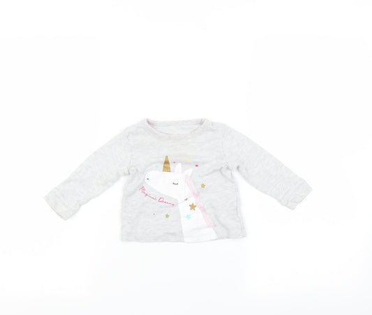 Primark Baby Multicoloured   Basic T-Shirt Size 12-18 Months  - unicorn