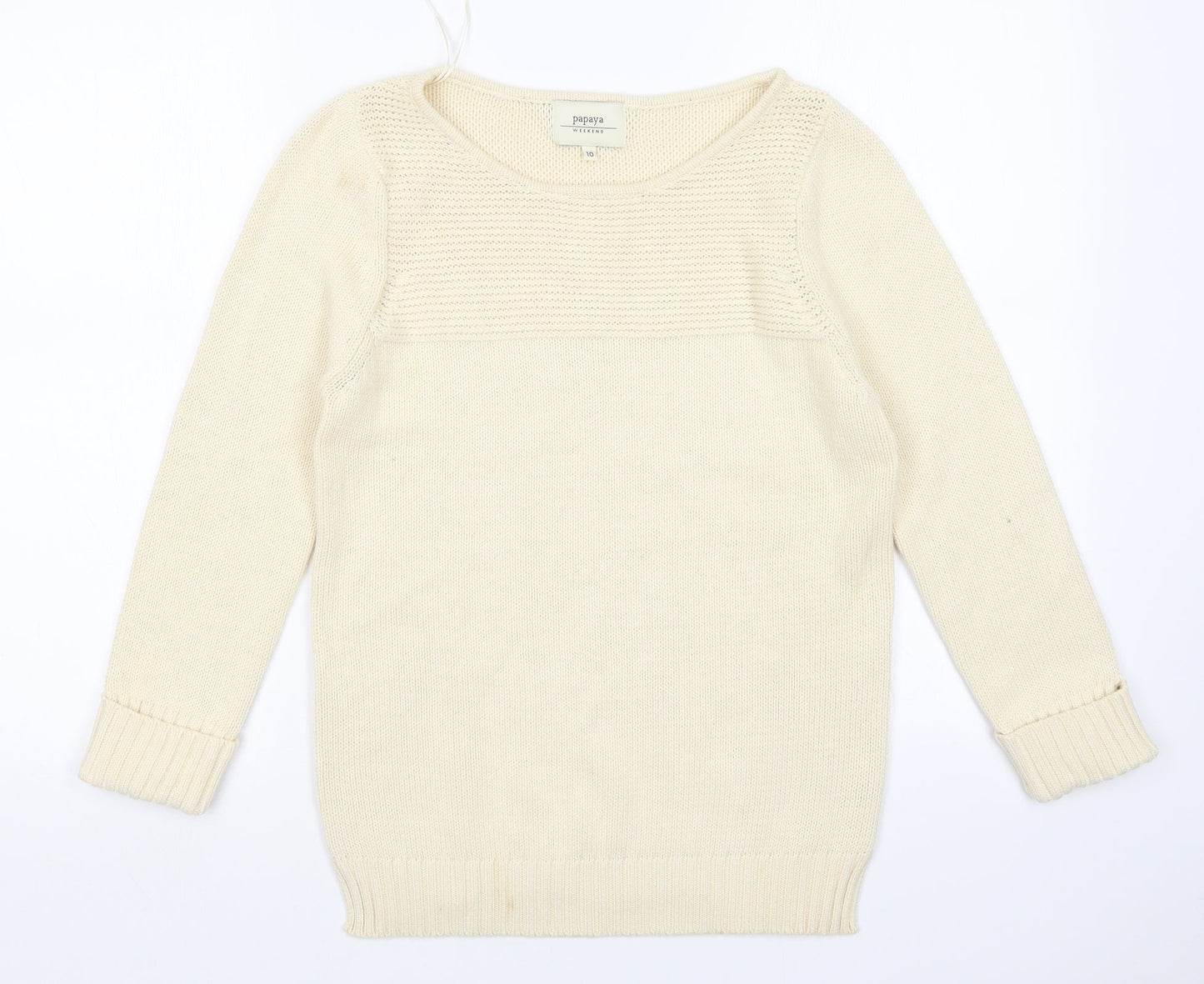 Womens UK Size 10 Papaya Beige Pullover Jumper