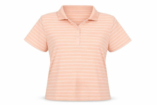 Image Womens Orange Striped  Basic Polo Size L