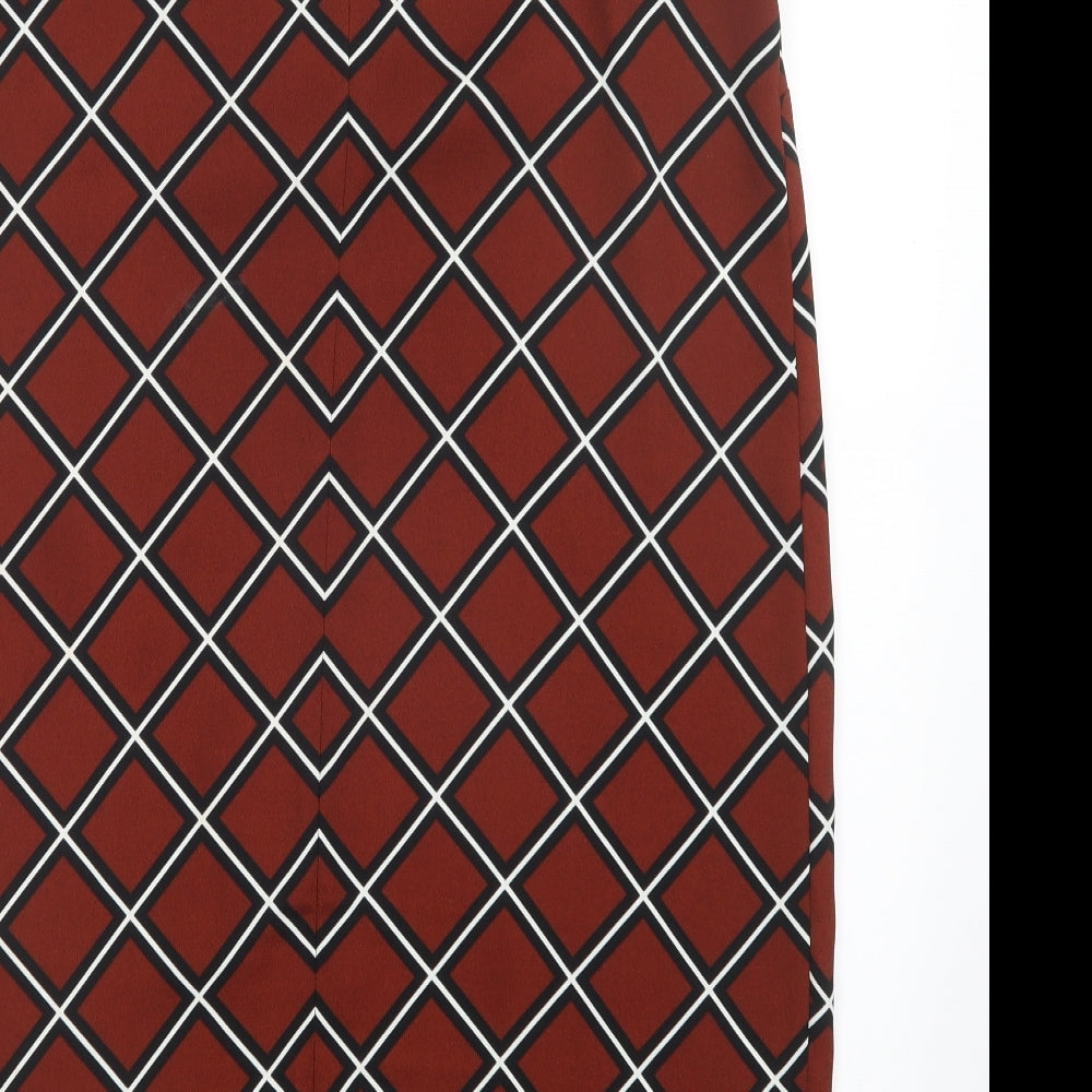 M&S Womens Brown Check  Pencil Dress  Size 14