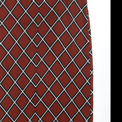 M&S Womens Brown Check  Pencil Dress  Size 14