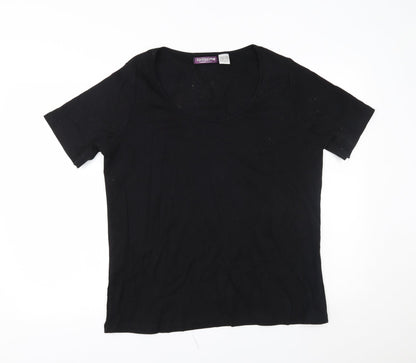 Womens UK Size 16 La Redoute Black Basic T-Shirt