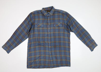 Super Champion Mens Blue Check   Button-Up Size L