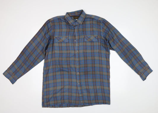 Super Champion Mens Blue Check   Button-Up Size L