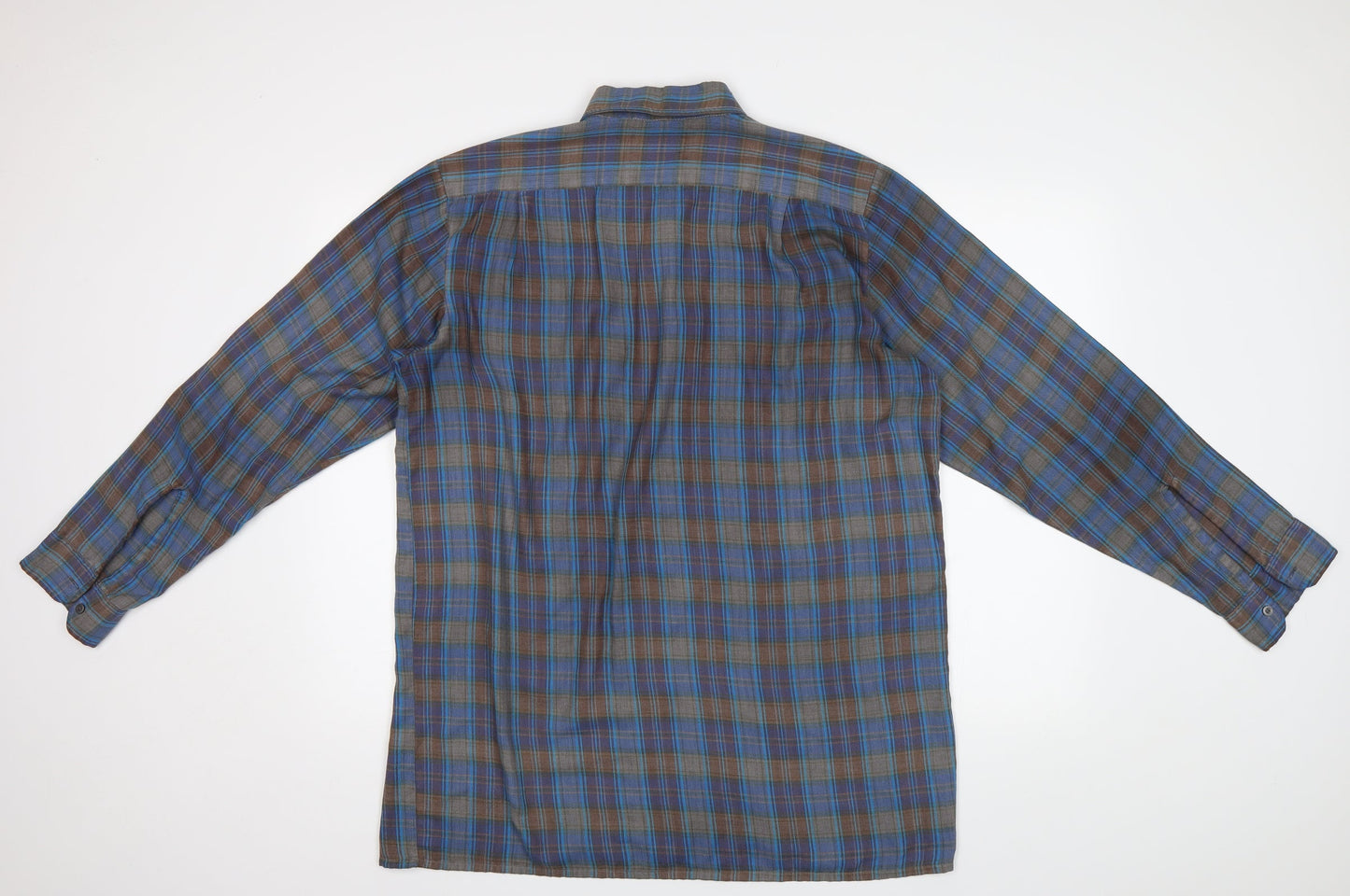 Super Champion Mens Blue Check   Button-Up Size L