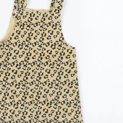 TU Baby Beige Animal Print  Pinafore/Dungaree Dress  Size 9-12 Months