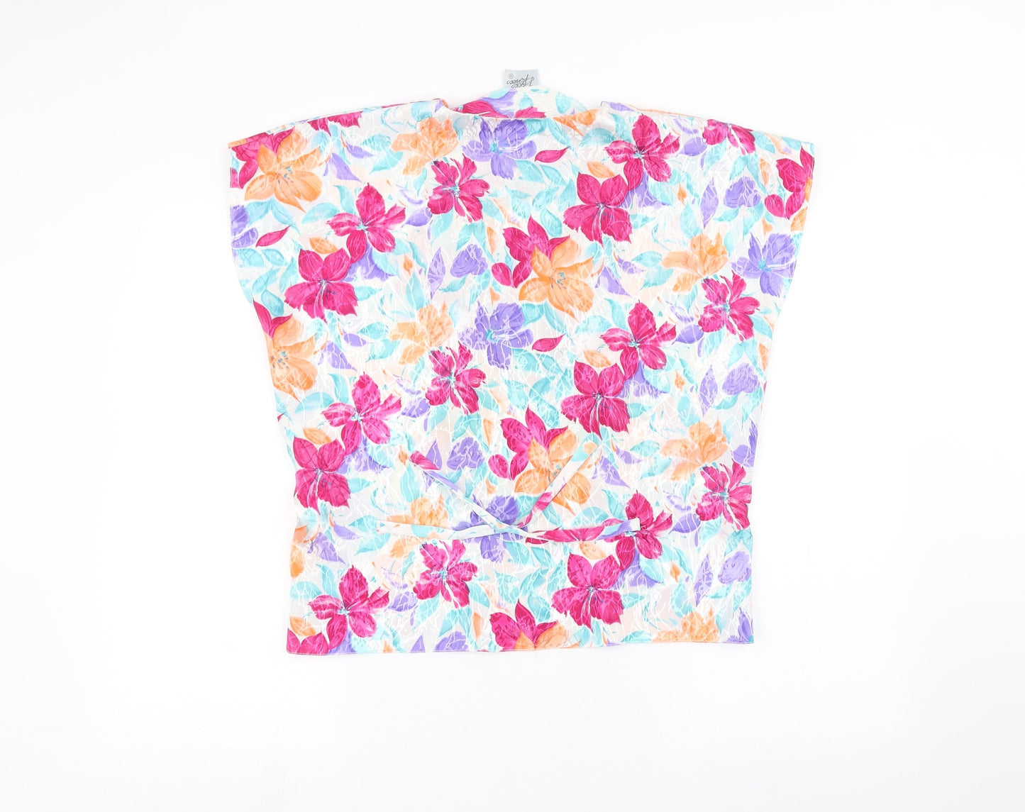 bees knees Womens White Floral  Basic Button-Up Size 14