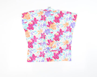 bees knees Womens White Floral  Basic Button-Up Size 14