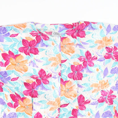 bees knees Womens White Floral  Basic Button-Up Size 14