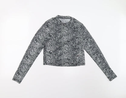 Primark Womens Grey Animal Print  Basic Blouse Size 10