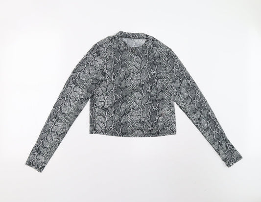 Primark Womens Grey Animal Print  Basic Blouse Size 10