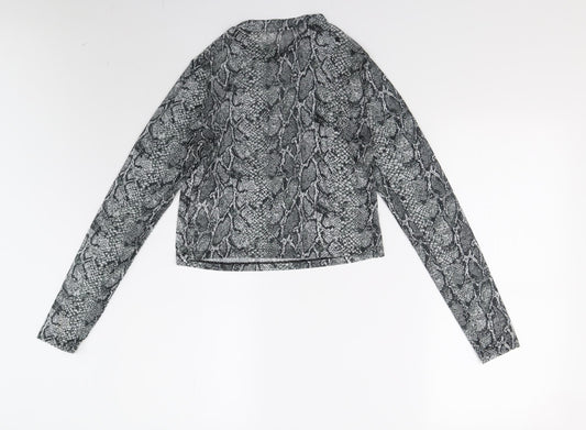 Primark Womens Grey Animal Print  Basic Blouse Size 10