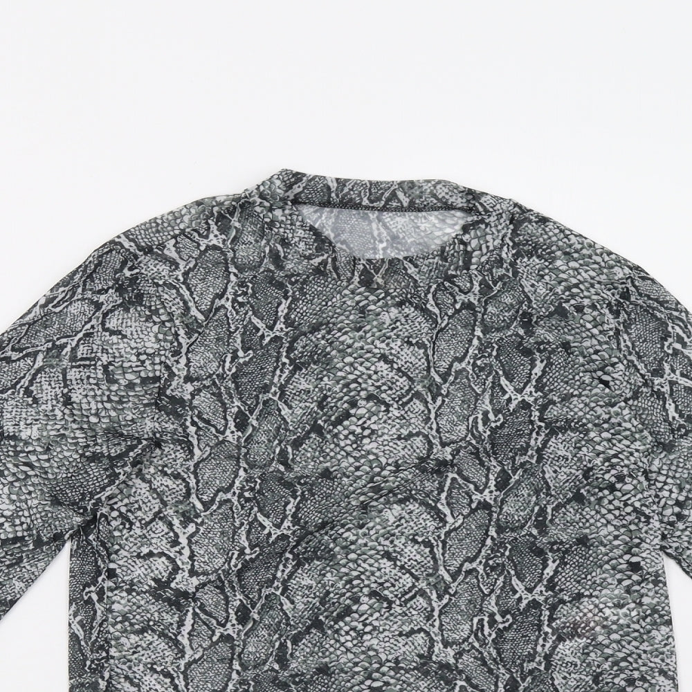 Primark Womens Grey Animal Print  Basic Blouse Size 10