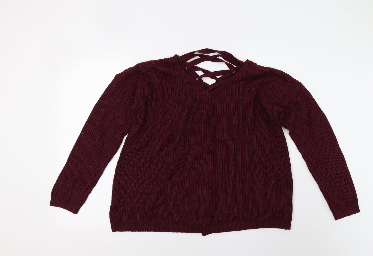 Capsule Womens Red  Knit Pullover Jumper Size 14