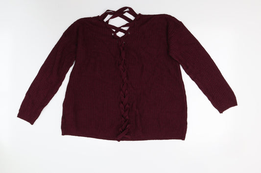 Capsule Womens Red  Knit Pullover Jumper Size 14