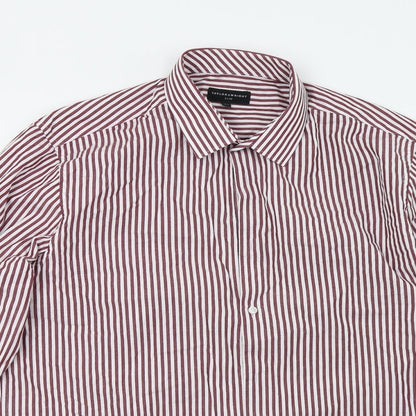 Mens UK Size 16.5 Matalan Red  Button-Up Long Sleeve Casual Shirt