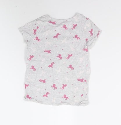 Primark Girls Grey Solid  Top Pyjama Top Size 10-11 Years  - Unicorns