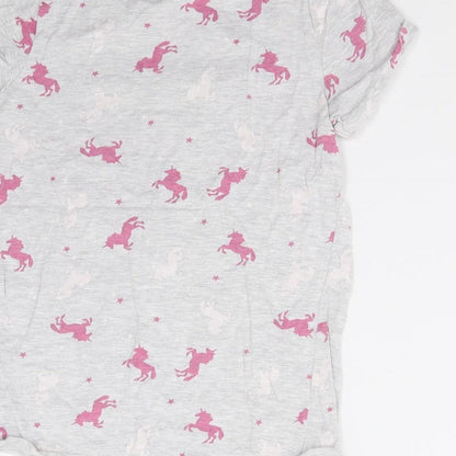 Primark Girls Grey Solid  Top Pyjama Top Size 10-11 Years  - Unicorns