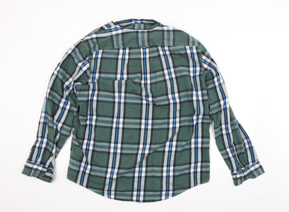 Mens UK Size XL LAND'S END Green  Button-Up Long Sleeve Casual Shirt